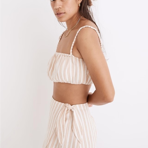 NWT Madewell Lightestspun Cover-Up Bubble Crop Top in Stripe - Picture 3 of 12